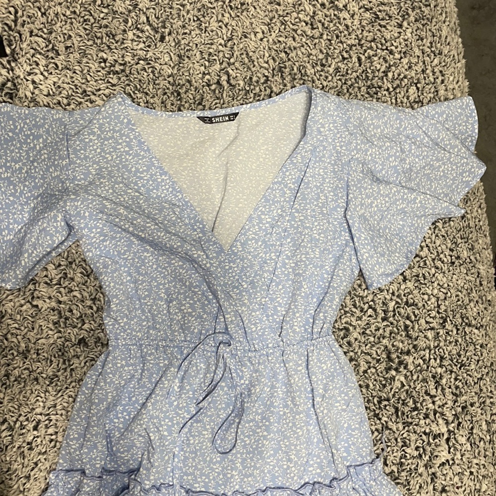 Shein light blue floral dress